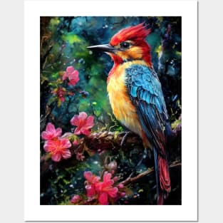 Woodpecker bird painting colors art #Woodpecker Posters and Art